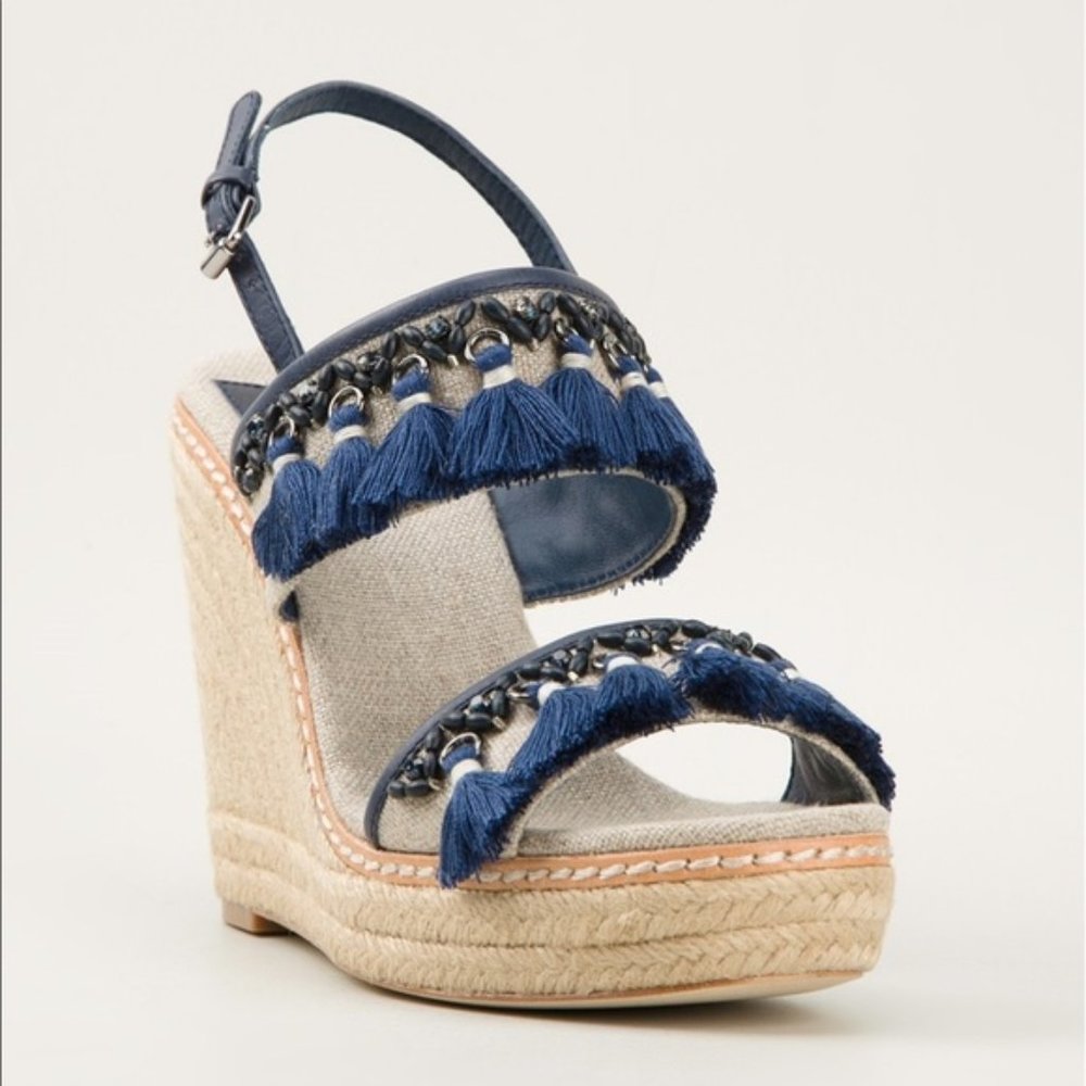 ISO TORY BURCH NIYAH BLUE BEAD ESPADRILLE SIZE 11